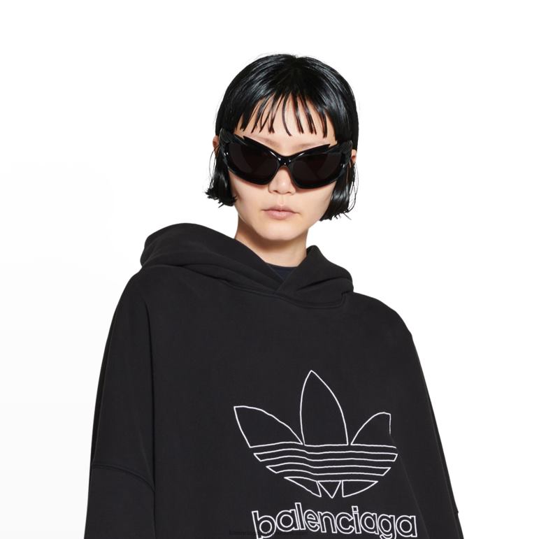 siyah DBJ0F931 kadın adidas kapşonlu geniş kesim Balenciaga