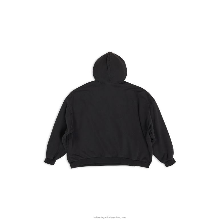 siyah DBJ0F931 kadın adidas kapşonlu geniş kesim Balenciaga
