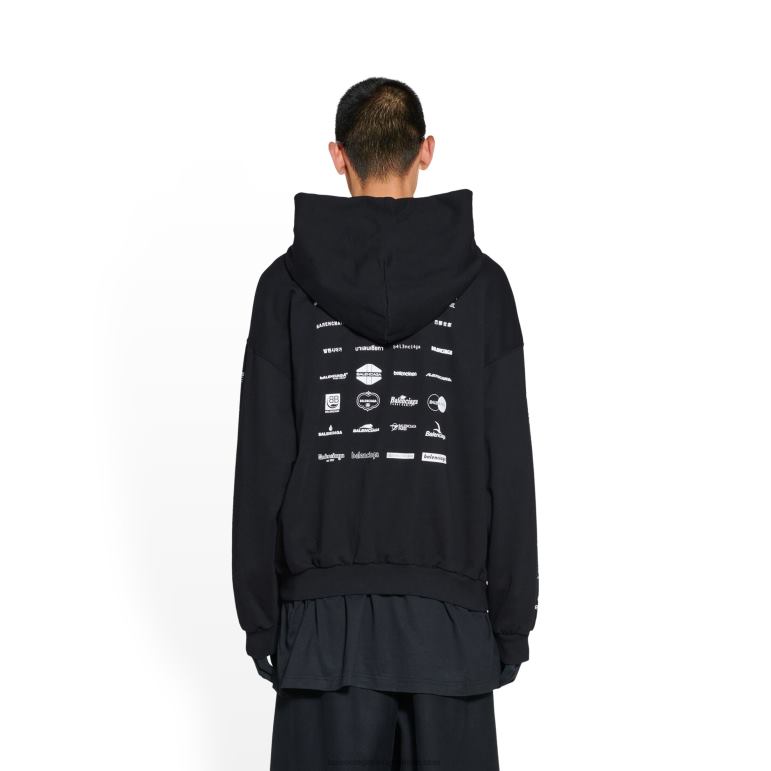 siyah DBJ0F944 kadın arşivleri logolar kapşonlu orta kesim Balenciaga