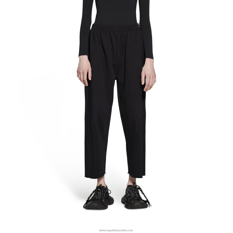 siyah DBJ0F1131 kadın ayna kırpılmış eşofman altı Balenciaga