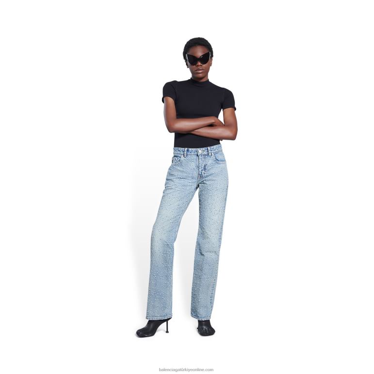 vizon DBJ0F49 kadın düşük bel pantolon delik Balenciaga