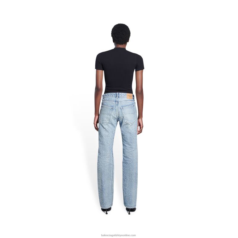 vizon DBJ0F49 kadın düşük bel pantolon delik Balenciaga