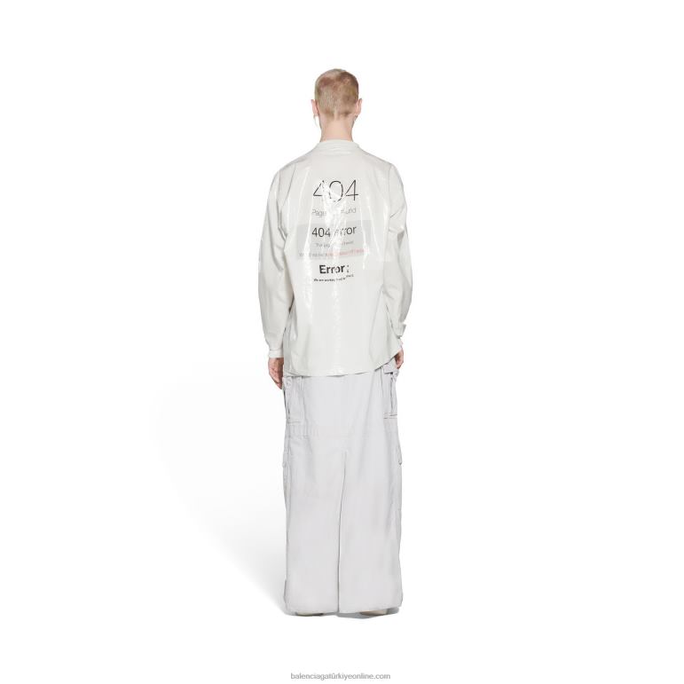 beyaz DBJ0F93 kadın yükleme hatası yanlış yerleştirilmiş yaka uzun kollu tişört büyük beden Balenciaga