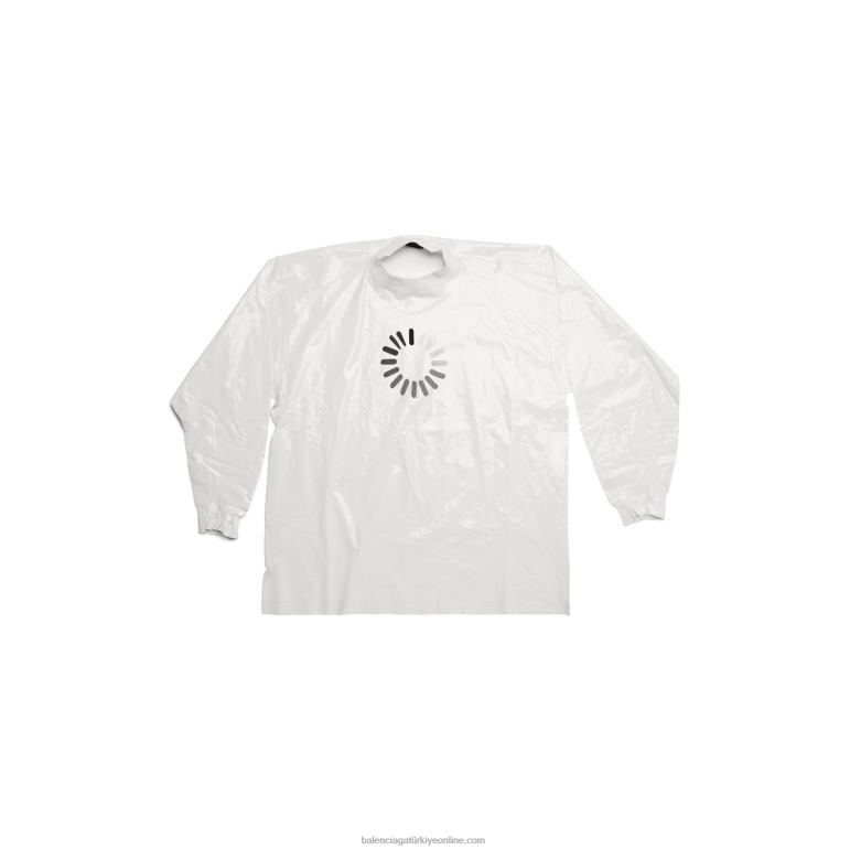 beyaz DBJ0F93 kadın yükleme hatası yanlış yerleştirilmiş yaka uzun kollu tişört büyük beden Balenciaga