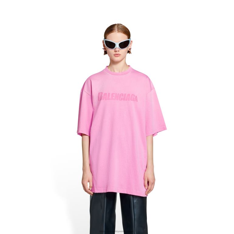 pembe DBJ0F955 kadın kapaklar t-shirt boxy fit Balenciaga