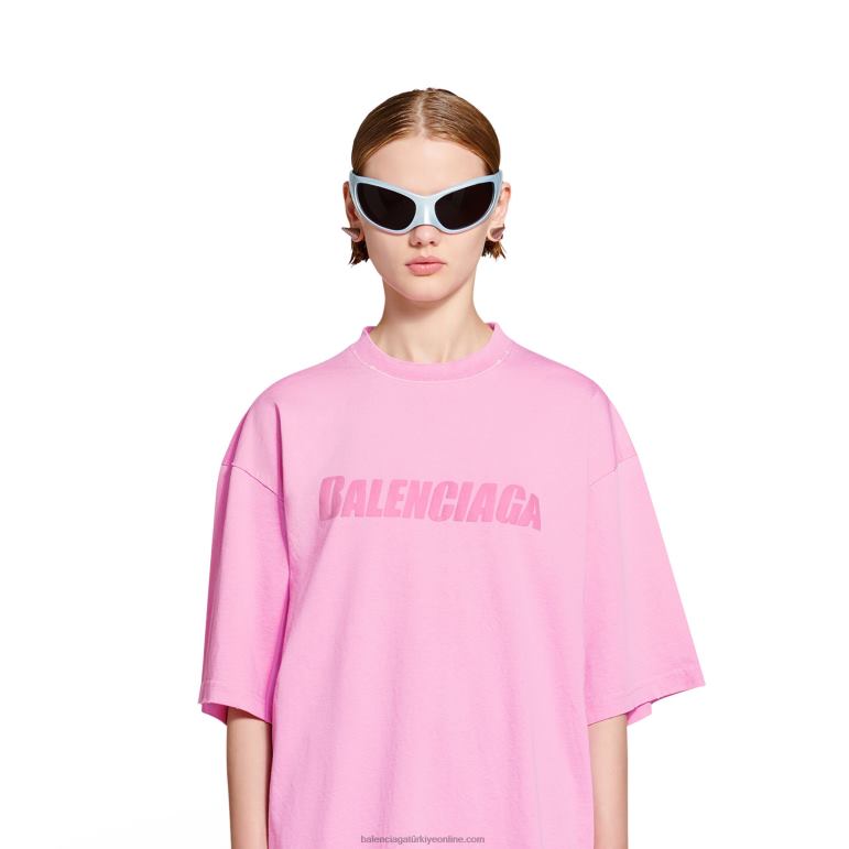pembe DBJ0F955 kadın kapaklar t-shirt boxy fit Balenciaga