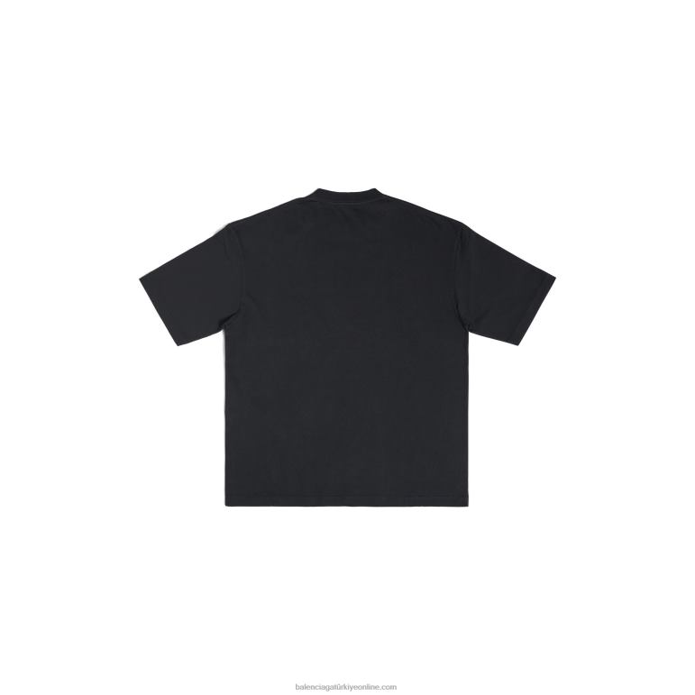 siyah DBJ0F1024 kadın şehirler paris t-shirt orta kesim Balenciaga