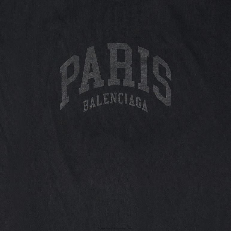 siyah DBJ0F1024 kadın şehirler paris t-shirt orta kesim Balenciaga
