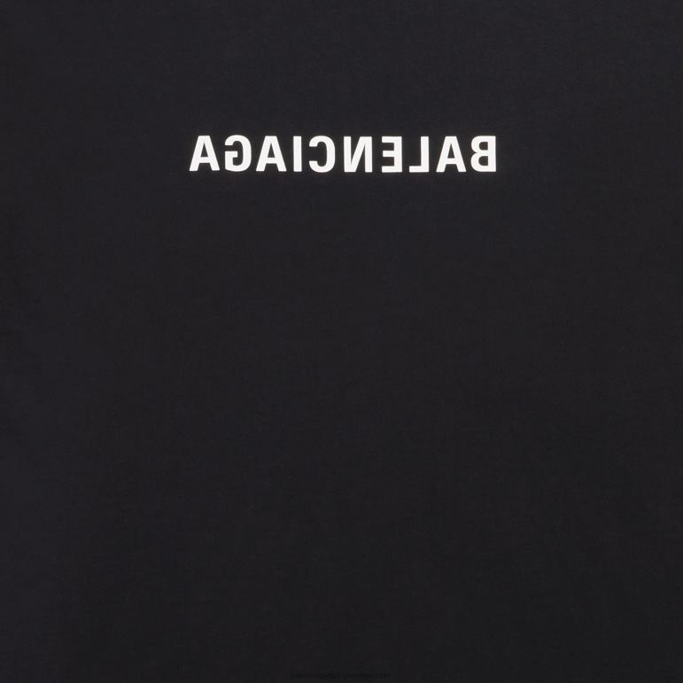 siyah DBJ0F1055 kadın ayna tişört orta kesim Balenciaga