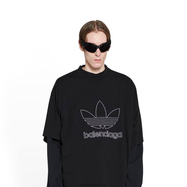 siyah DBJ0F935 kadın adidas t-shirt büyük beden Balenciaga