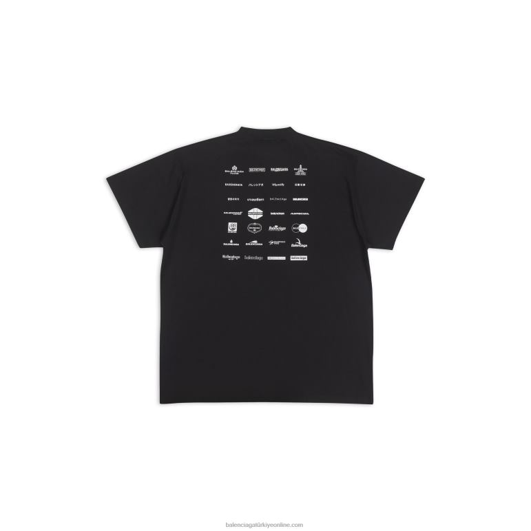 siyah DBJ0F947 kadın arşivleri logolar t-shirt büyük beden Balenciaga