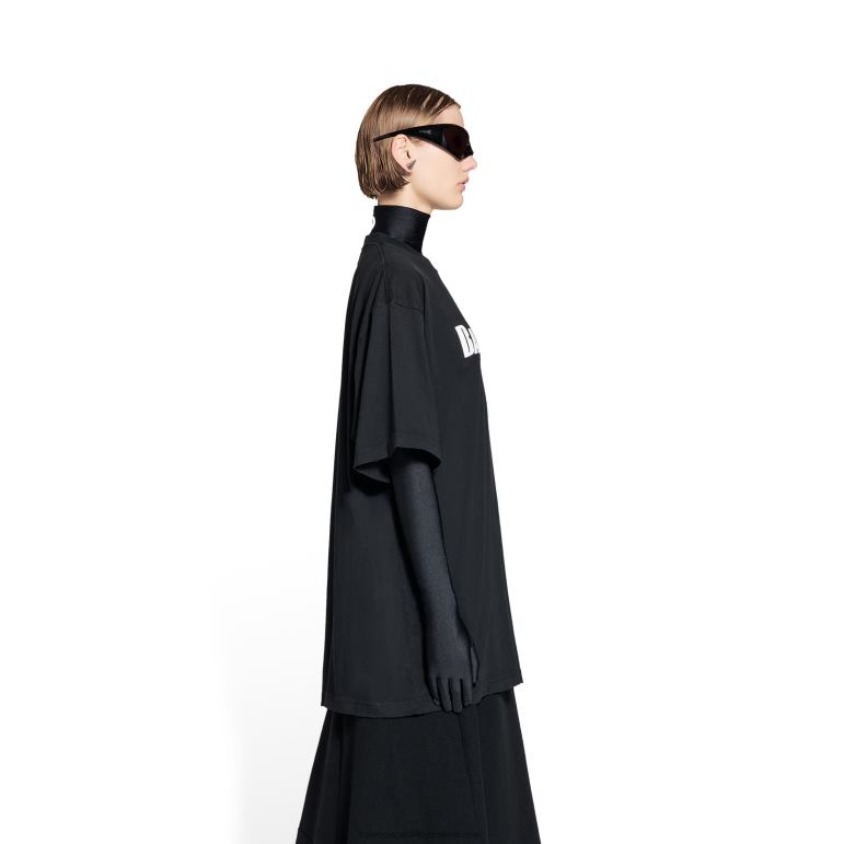 siyah DBJ0F954 kadın kapaklar t-shirt boxy fit Balenciaga