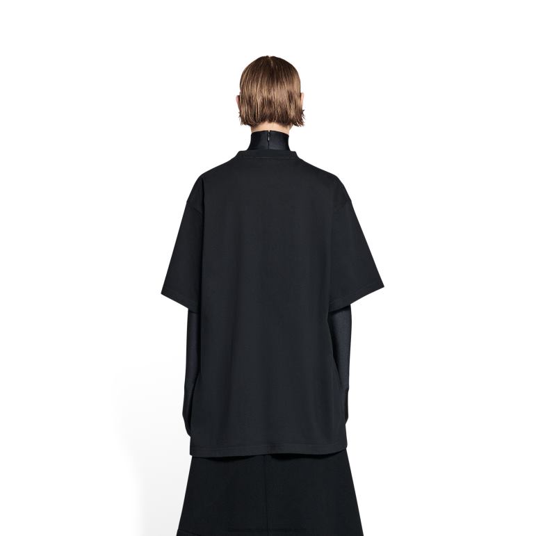 siyah DBJ0F954 kadın kapaklar t-shirt boxy fit Balenciaga