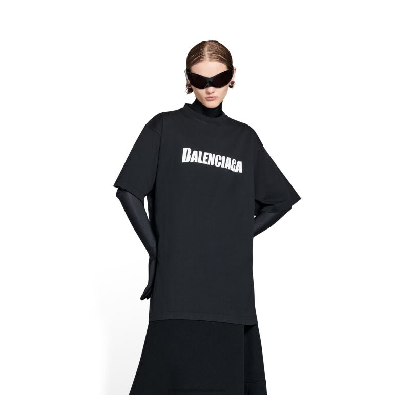 siyah DBJ0F954 kadın kapaklar t-shirt boxy fit Balenciaga