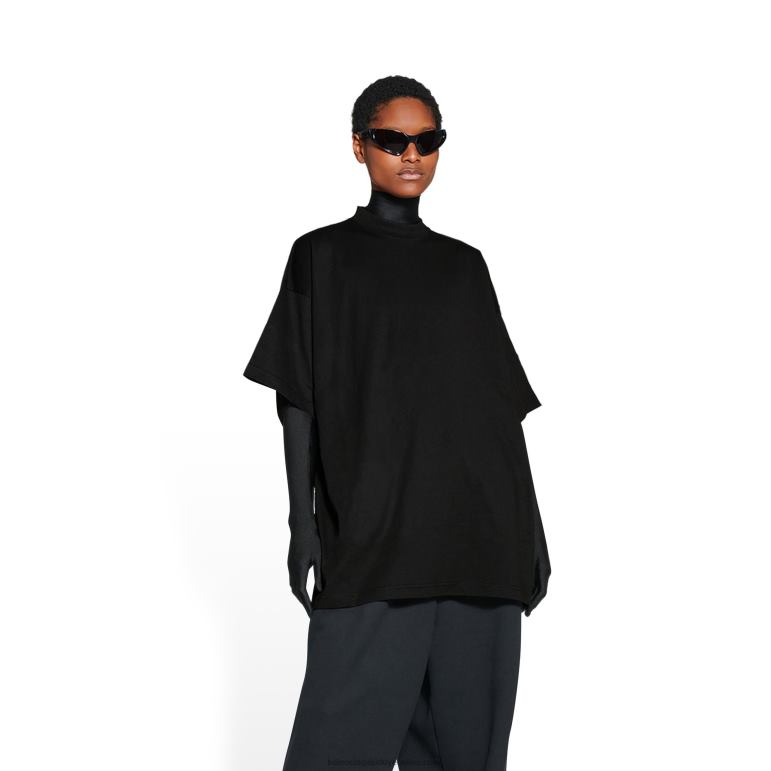 siyah DBJ0F959 kadın sekmeli t-shirt büyük beden Balenciaga