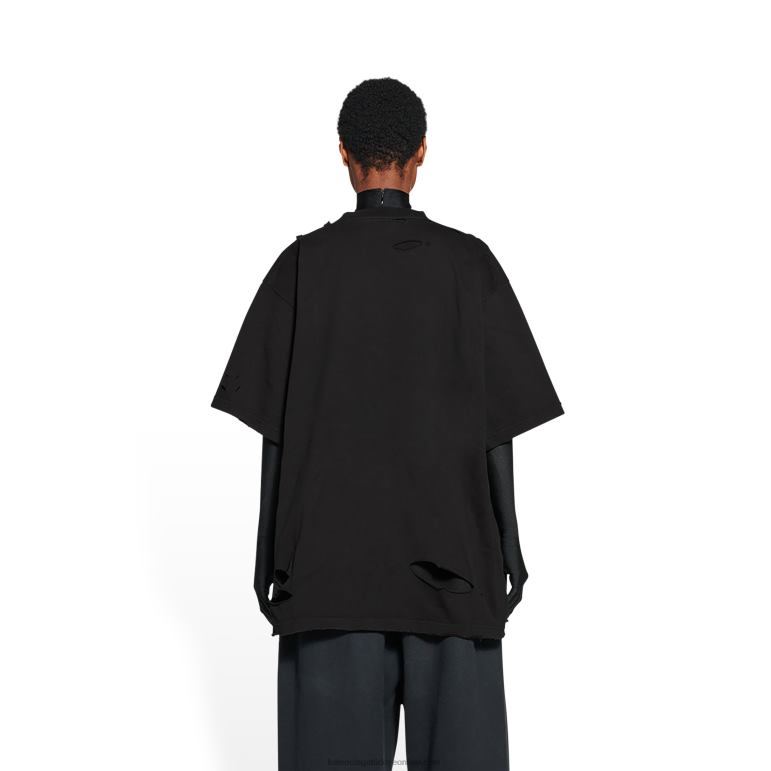 siyah DBJ0F966 kadın kapaklar t-shirt boxy fit Balenciaga