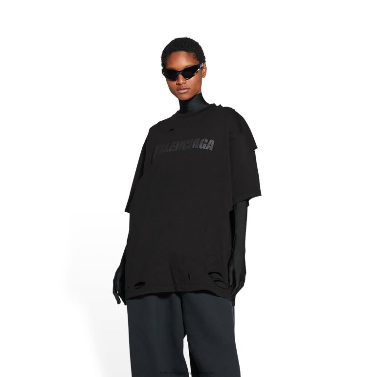 siyah DBJ0F966 kadın kapaklar t-shirt boxy fit Balenciaga