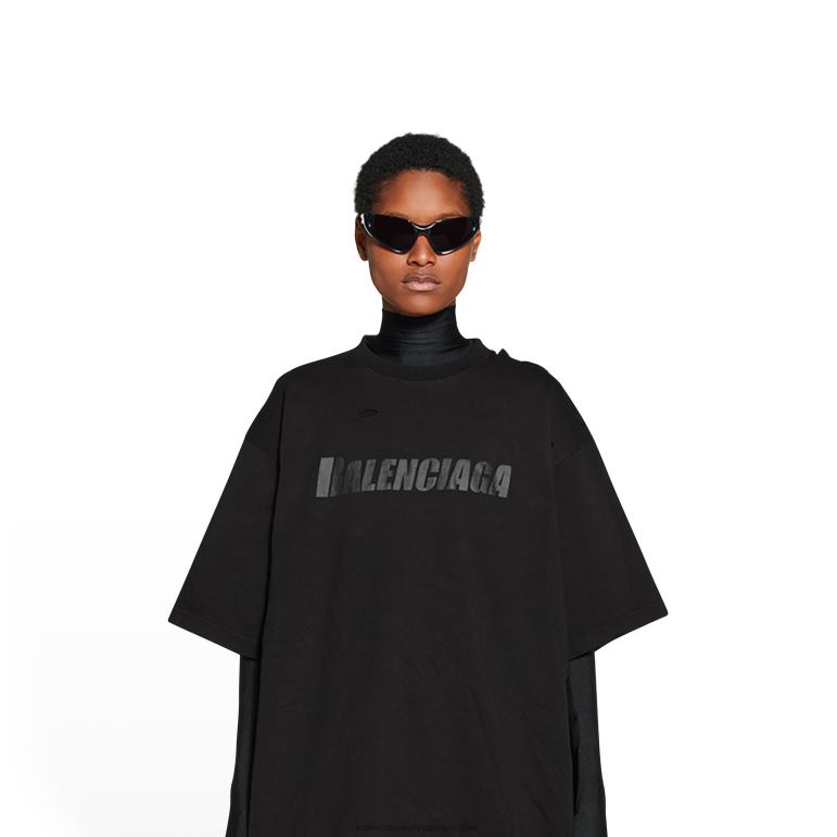 siyah DBJ0F966 kadın kapaklar t-shirt boxy fit Balenciaga