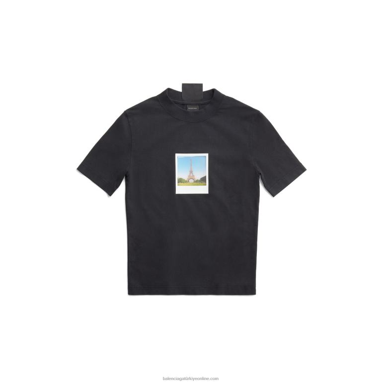 yeşil DBJ0F41 kadın paris by day dar tişört küçük kesim Balenciaga